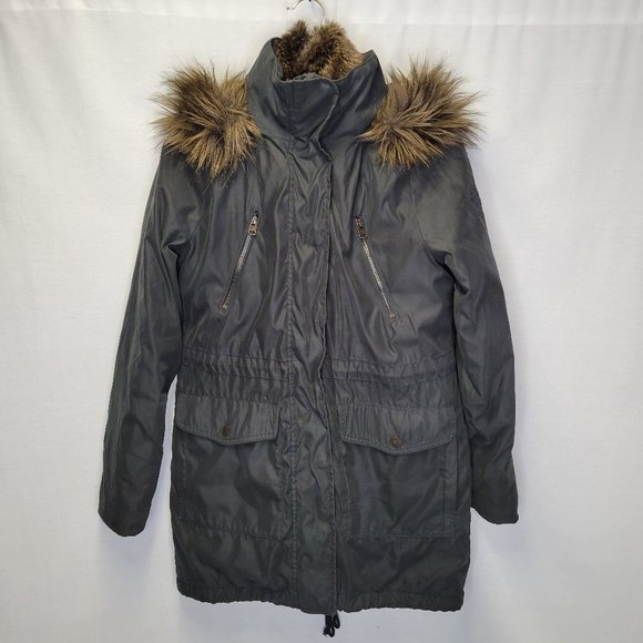Abercrombie & Fitch Jackets & Blazers - Abercrombie & Fitch Women's Small Jacket Coat Green Faux Fur Lined Hood